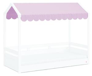 Domečková postel se stříškou a úložným prostorem Fairy II - dub světlý/růžová