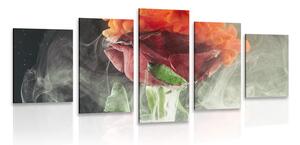 5-dílný obraz růže s abstraktními prvky Varianta: 200x100