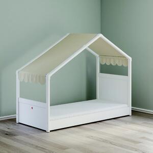 Domečková postel se stříškou Fairy I - bílá/béžová