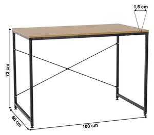 Psací stůl, dub / černá, 100x60 cm, MELLORA