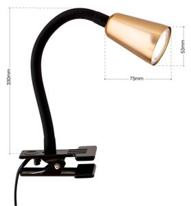 Orion - Flexibilní stolní lampa s klipem DOTTY 1xGU10/10W/230V mosaz/černá