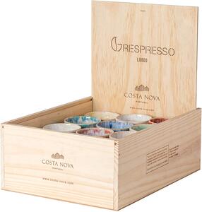 Costa Nova - kameninové hrnečky na kávu LUNGO v dárkovém dřevěném boxu, mix 24 ks