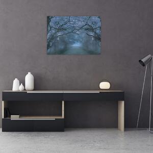 Obraz lesa v mlze (70x50 cm)
