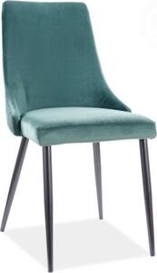 Casarredo Jídelní čalouněná židle NOPI velvet zelená/černá mat