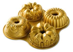 Forma na minibábovky mix zlatá Nordic Ware (Barva- zlatá, litý hliník)