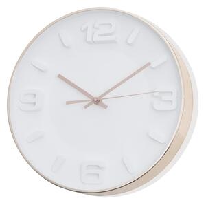 Nástěnné hodiny 30 cm BRANDANI (barva - sklo, plast, bílá/měděná)