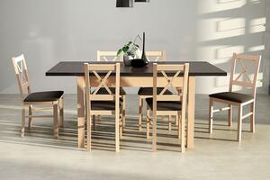 Drewmix jídelní sestava DX 46 + odstín dřeva (židle + nohy stolu) bílá, odstín lamina (deska stolu) bílá, potahový materiál látka