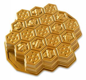 Forma na bábovku včelí plástev zlatá Nordic Ware + ONO 33,5cm tác na dorty, bábovky, cukroví Rosenthal (Barva- zlatá)