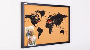 ALLboards korková nástěnka mapa světa 60 x 40 cm,TK64_MBK