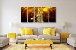 5-dílný obraz socha Budhu s abstraktním pozadím Varianta: 100x50