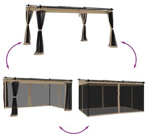 Altán se síťovanými stěnami taupe 4 x 3 m ocel