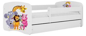 Kocot kids Dětská postel Babydreams ZOO bílá, varianta 70x140, se šuplíky, s matrací