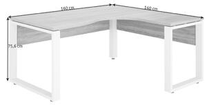 ROHOVÝ PSACÍ STŮL, bílá, Sonoma dub, 160/140/75,6 cm Voleo - Rohové psací stoly