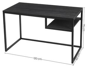 VASAGLE Psací stůl industriální černý 120 x 60 cm