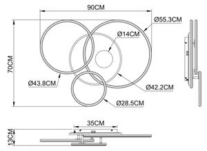 Globo 48466-54A-LED Stm stropní svítidlo INVERTINA 54W/230V 90x70 cm stříbrná+DO