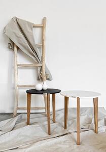 Odkládací stolek bílý s dubovou podnoží