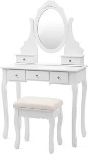 SONGMICS Toaletní stolek oválné zrcadlo bílý 80 x 142 x 40 cm