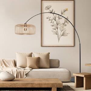 Steinhauer Stojací lampa Sparkled Light, černá/přírodní bambus, 240 cm, Černá, Obývací pokoj / jídelna, kov