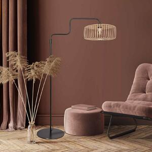 Steinhauer Stojací lampa Bloeba, černá/bambus přírodní, výška 150 cm, Černá, Obývací pokoj / jídelna, kov