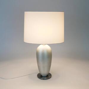 Holländer Stolní lampa OMEGA OVAL, stříbrná/bílá, výška 65 cm, keramika, E27, Chrom / stříbro, Obývací pokoj / jídelna, Keramika