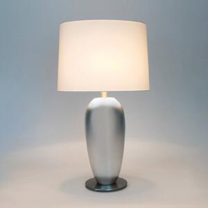 Holländer Stolní lampa LAMBDA OVAL, stříbrná/écru, výška 77 cm, keramika, E27, Chrom / stříbro, Obývací pokoj / jídelna, Keramika