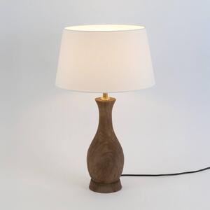 Holländer Stolní lampa ANTELAO, přírodní/écru, výška 45 cm, mangové dřevo, E27, Tmavé dřevo, Obývací pokoj / jídelna, Dřevo
