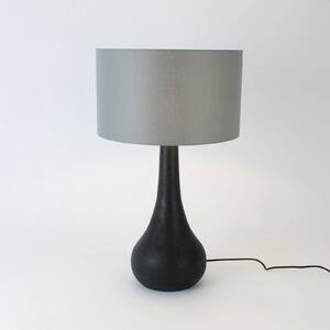Holländer Stolní lampa RODOLFO, černá/šedá, výška 63 cm, dřevo/chintz, Černá, Obývací pokoj / jídelna, Dřevo