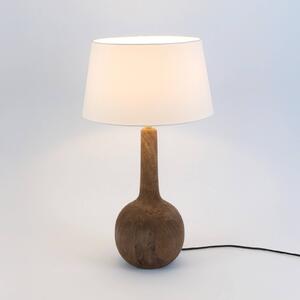 Holländer Stolní lampa VEZZANA, přírodní/écru, výška 47 cm, mangové dřevo, E27, Tmavé dřevo, Obývací pokoj / jídelna, Dřevo
