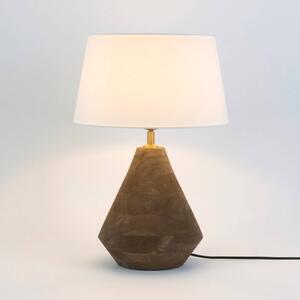 Holländer Stolní lampa CAPANNE, přírodní/écru, výška 37 cm, mangové dřevo, E27, Tmavé dřevo, Obývací pokoj / jídelna, Dřevo