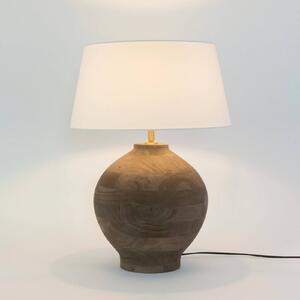 Holländer Stolní lampa SORATTE, přírodní/écru, výška 48 cm, mangové dřevo, E27, Tmavé dřevo, Obývací pokoj / jídelna, Dřevo
