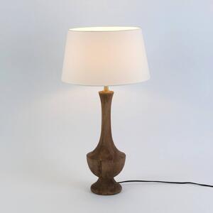 Holländer Stolní lampa SUBASIO, přírodní/écru, výška 50 cm, mangové dřevo, E27, Tmavé dřevo, Obývací pokoj / jídelna, Dřevo