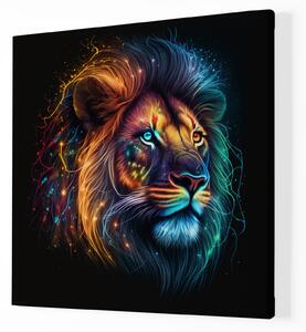 Obraz na plátně - barevný lev FeelHappy.cz Rozměr (Šířka/Výška): 40 x 40 cm