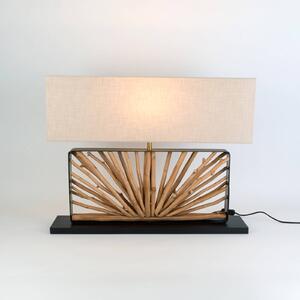 Holländer Stolní lampa MONTE ISOLA, přírodní/béžová, výška 67 cm, dřevo/textil, Krémová / jantar, Obývací pokoj / jídelna, Dřevo