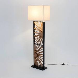 Holländer Stojací lampa MONTE ISOLA, přírodní/béžová, výška 160 cm, dřevo/textil, Krémová / jantar, Obývací pokoj / jídelna, Dřevo