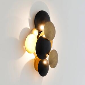 Holländer LED nástěnné světlo BOLLADARIA, černá/zlatá, 42 x 27 cm, kovová, stmívatelné, stmívatelný, Černá, Obývací pokoj / jídelna, kov, Moderní