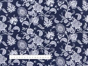 Biante Bavlněný běhoun na stůl Sandra SA-263 Květinový vzor na modrém 20x120 cm