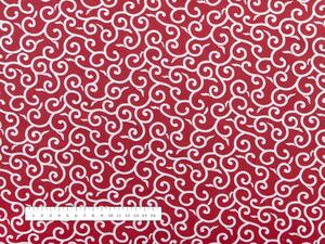 Bavlněná látka/plátno Sandra SA-259 Ornamenty na rubínově červeném - šířka 140 cm
