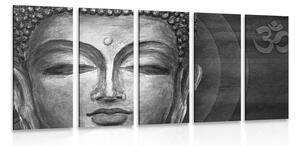 5-dílný obraz tvář Buddhu v černobílém provedení Varianta: 200x100