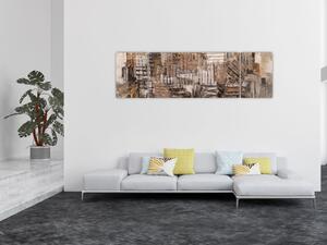 Obraz - Abstrakce v hnědých tónech (170x50 cm)
