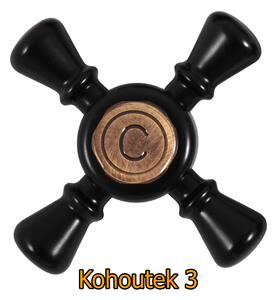 Český výrobce Kuchyňská vodovodní baterie RUSTIK-05 černá matná/stará mosaz Typ kohoutku: Kohoutek III
