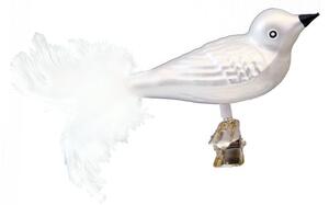 Skleněný ptáček bílý