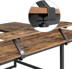 VASAGLE Rohový PC stůl industriální s policí 140 x 130 x 76 cm