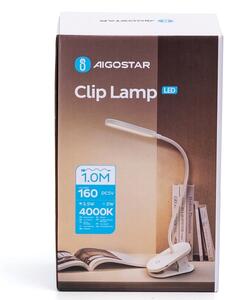 Aigostar-LED Stmívatelná nabíjecí stolní lampa s klipem LED/2,5W/5V 1200mAh bílá