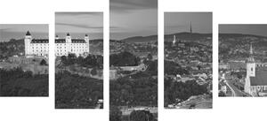 5-dílný obraz večer v Bratislavě v černobílém provedení Varianta: 100x50
