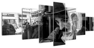 Obraz - Charles Chaplin v Praze (210x100 cm)