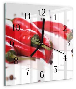 Skleněné hodiny na stěnu Chilli papričky zskc-30x30-00180573