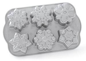 Forma na minibábovky sněhové vločky Nordic Ware (Barva- stříbrná, litý hliník)