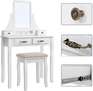 SONGMICS Toaletní stolek s obdélníkovým zrcadlem bílý
