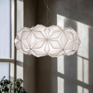 Slamp Závěsné světlo C'EST LA VIE, bílé/průhledný kabel, Ø 53 cm, stmívatelný, Bílá / opál, Obývací pokoj / jídelna, Plast, Design