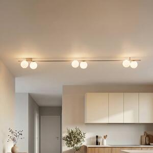 TK Lighting Stropní světlo Imelo, krémové, 6 žárovek, sklo, délka 200 cm, stmívatelný, Krémová / jantar, Ložnice, Sklo